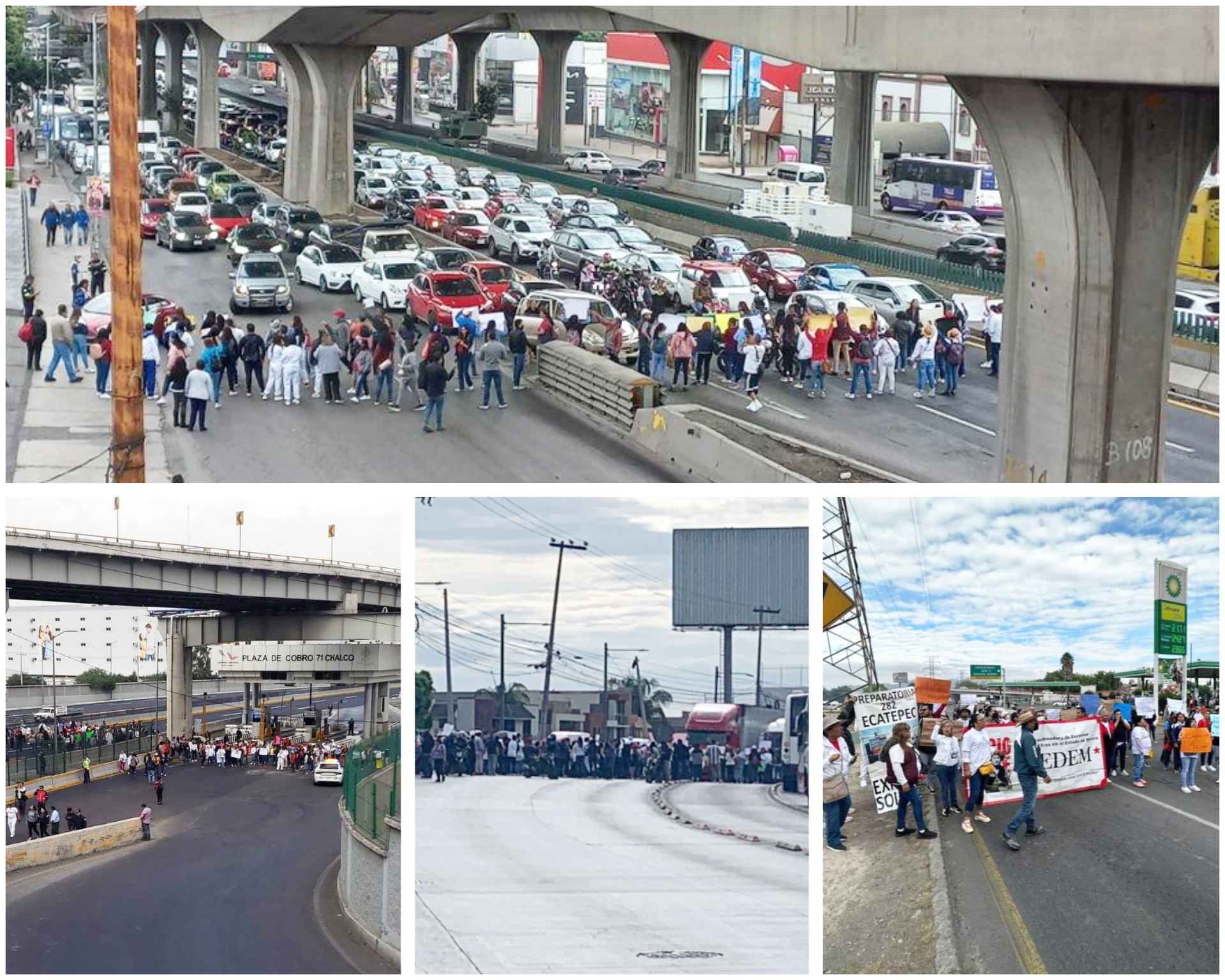 Maestros mexiquenses realizan múltiples bloqueos en avenidas y autopistas #regionmx 