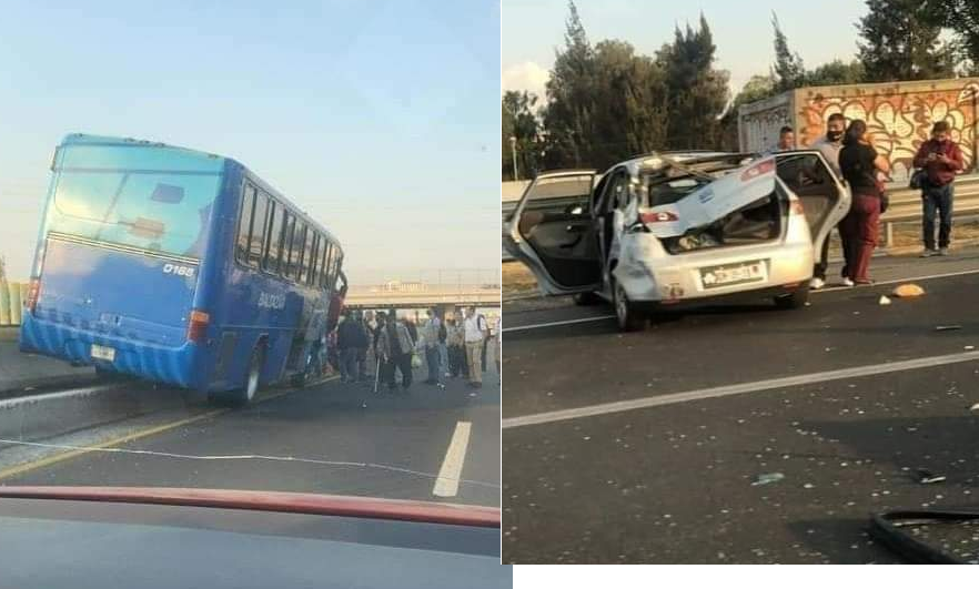 Autobús se impacta contra vehículos en la México - Pachuca #regionmx