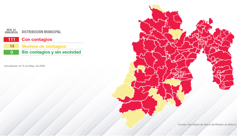 Casos positivos y defunciones a COVID-19 por municipio en el EdoMéx 14/05/2020 #regionmx