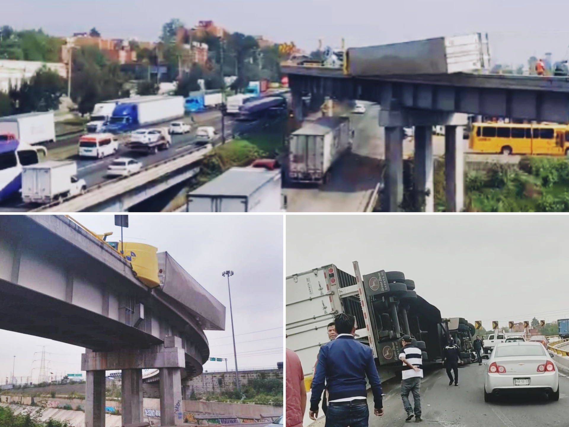Tráiler vuelca sobre puente del Circuito Exterior Mexiquense #regionmx 