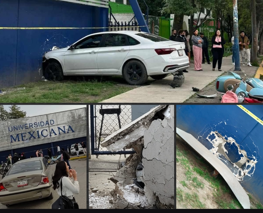 Vehículo se impacta contra la Universidad Mexicana de Izcalli #regionmx 