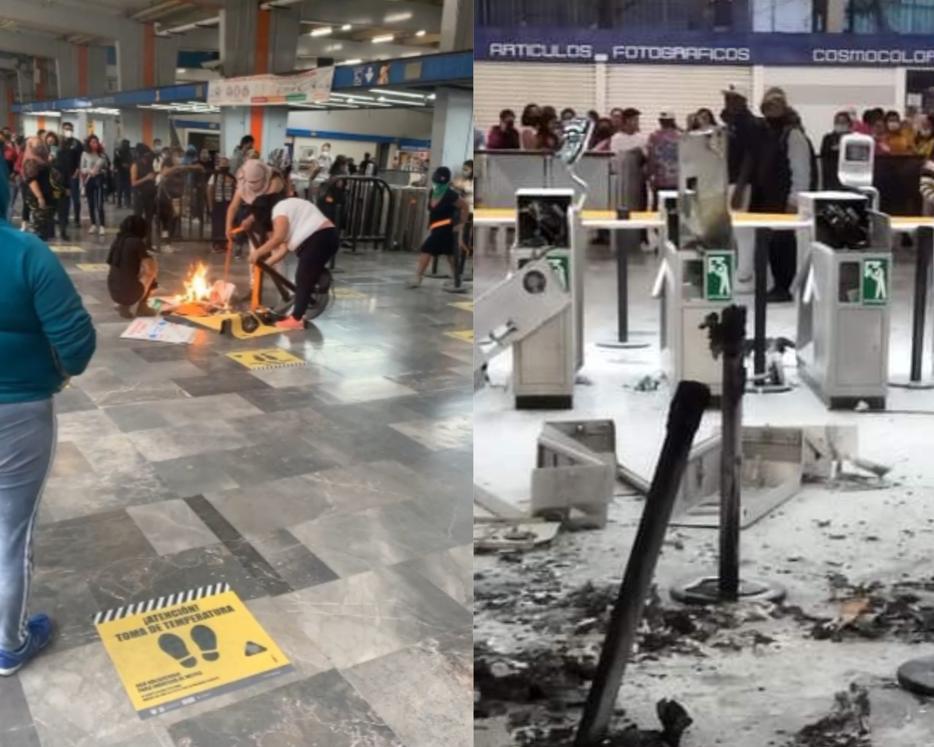 Feministas vandalizan estación Cuatro Caminos #regionmx 