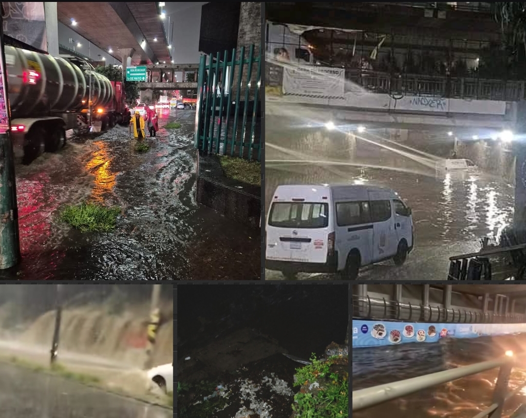 Se inundan bajo puentes en Naucalpan y se desborda río #regionmx