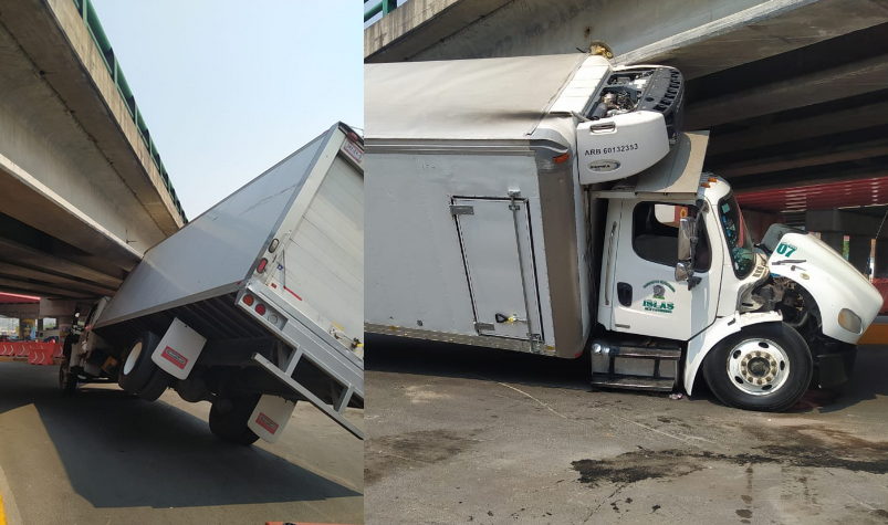 Tractocamión se atora en puente vehicularen Tlalnepantla #regionmx