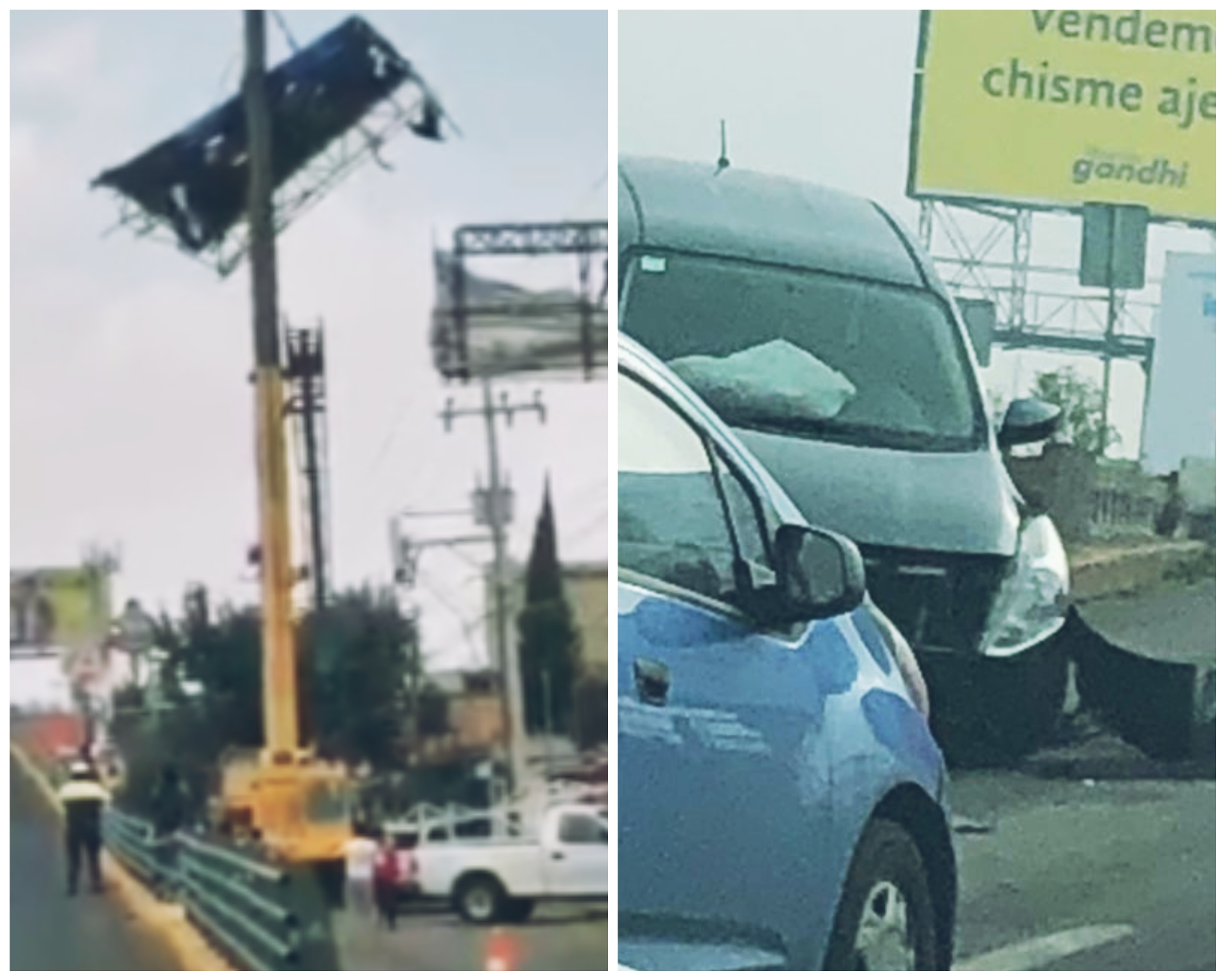 Un espectacular a punto de caer, volcadura, choque y baches en Paseo Tollocan #regionmx