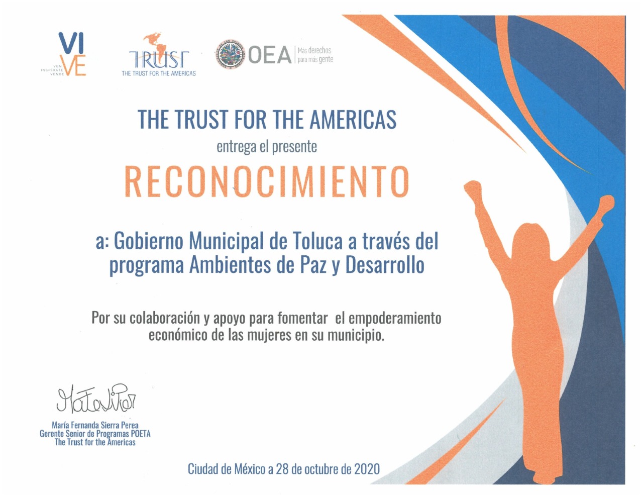 Recibe Toluca reconocimiento internacional por impulsar empoderamiento de las mujeres