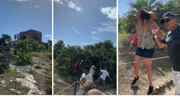 Turistas infringen cerco de seguridad para tomarse “selfies” en basamentos de la zona arqueológica de Tulum #regionmx